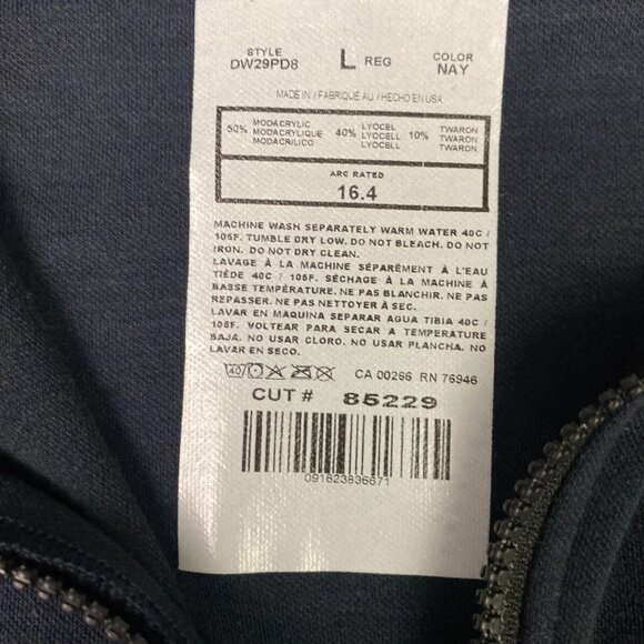 Big Bill FR 1/4 Zip Grid Fleece Pullover Mens Large Navy Quarter 16.4 Arc Rated - Picture 9 of 14